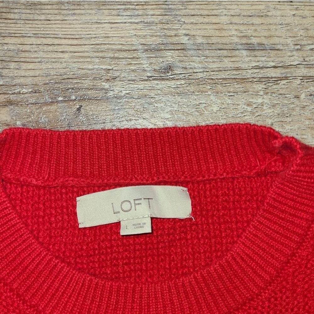 Loft Red Cotton Sweater - Picture 5 of 9